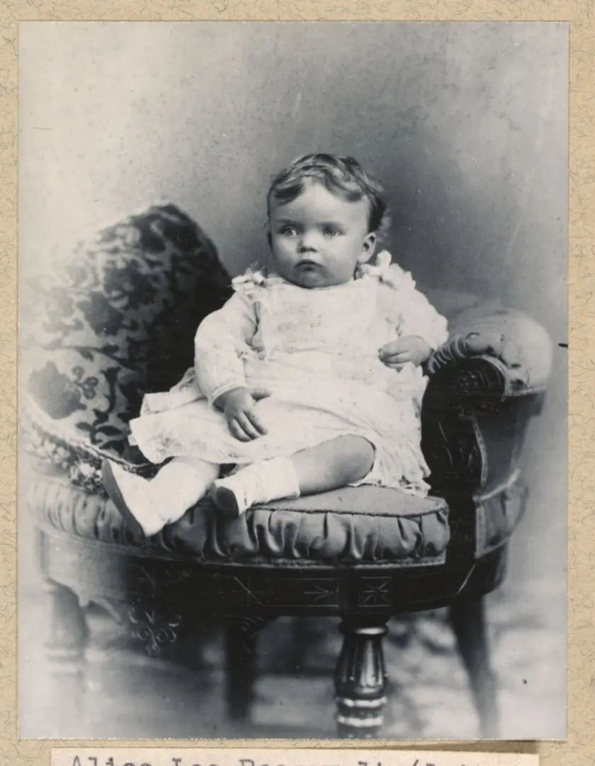 Formal portrait of Alice Roosevelt at one year old