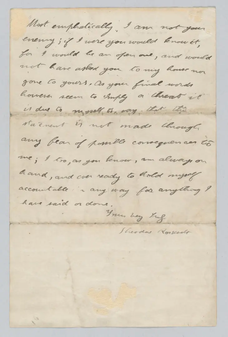 Letter from Theodore Roosevelt to the Marquis de Morès