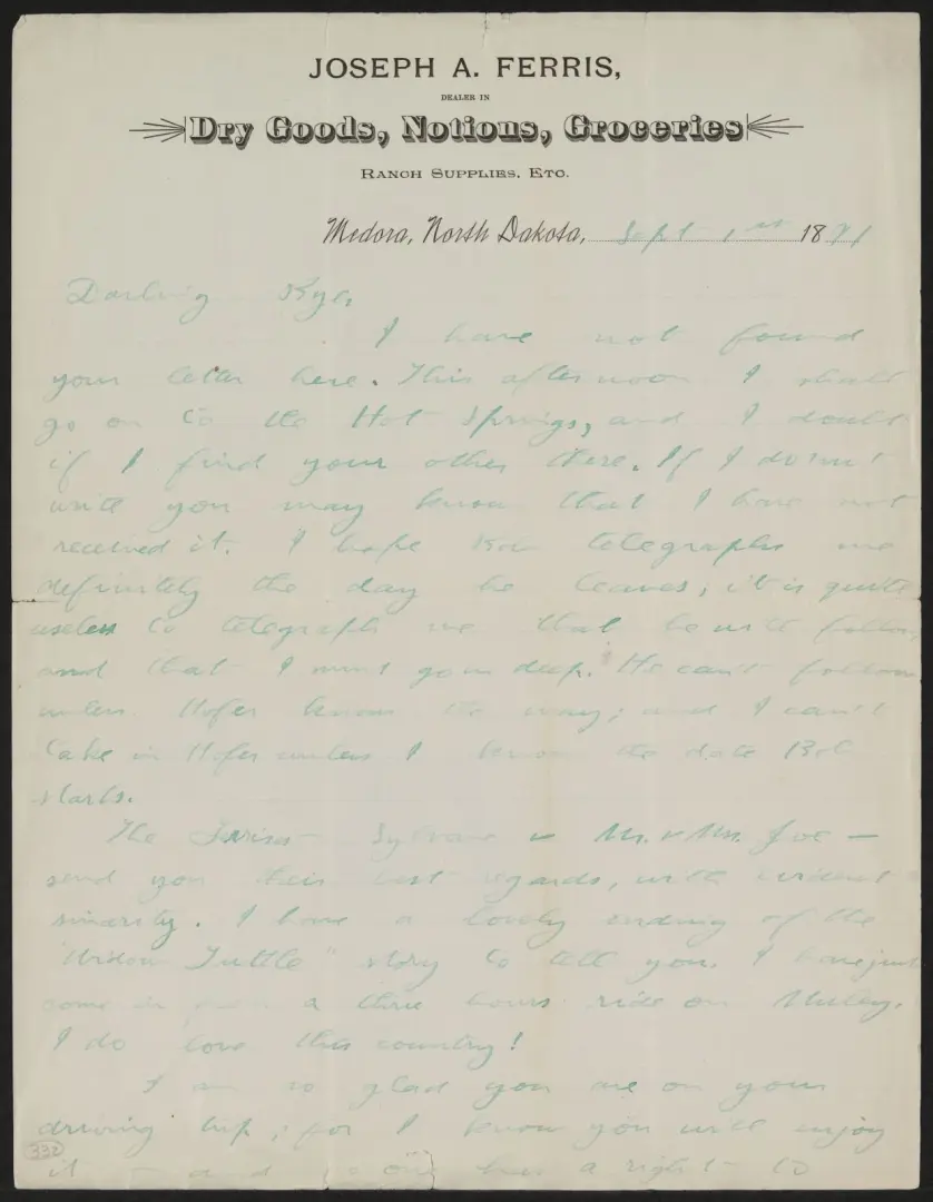 Letter from Theodore Roosevelt to Anna Roosevelt