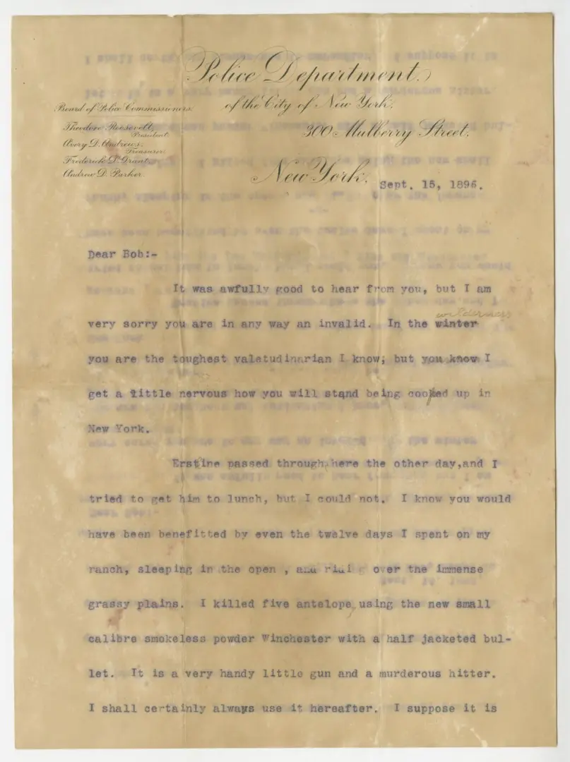 Letter from Theodore Roosevelt to Robert Harry Munro Ferguson