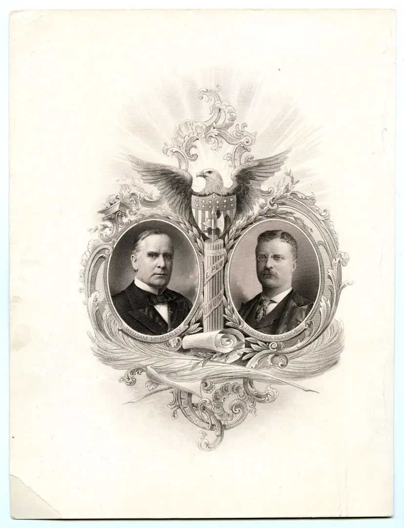 Portraits of William McKinley and Theodore Roosevelt