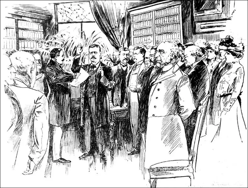 Illustration of Theodore Roosevelt taking the oath of office