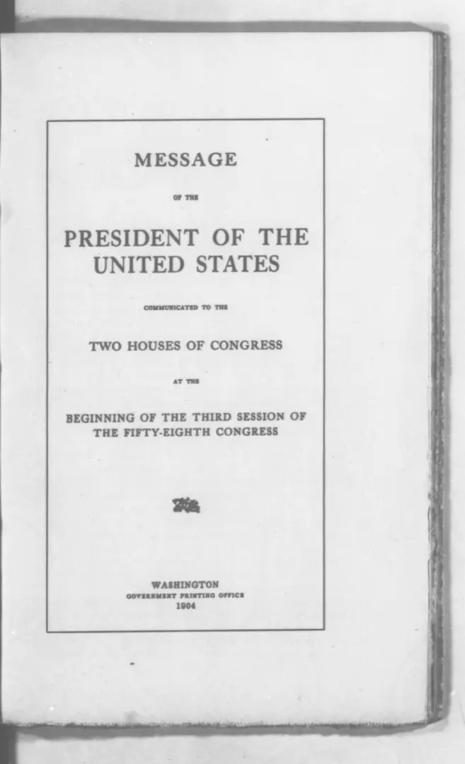 Message of the President of the United States in 1904