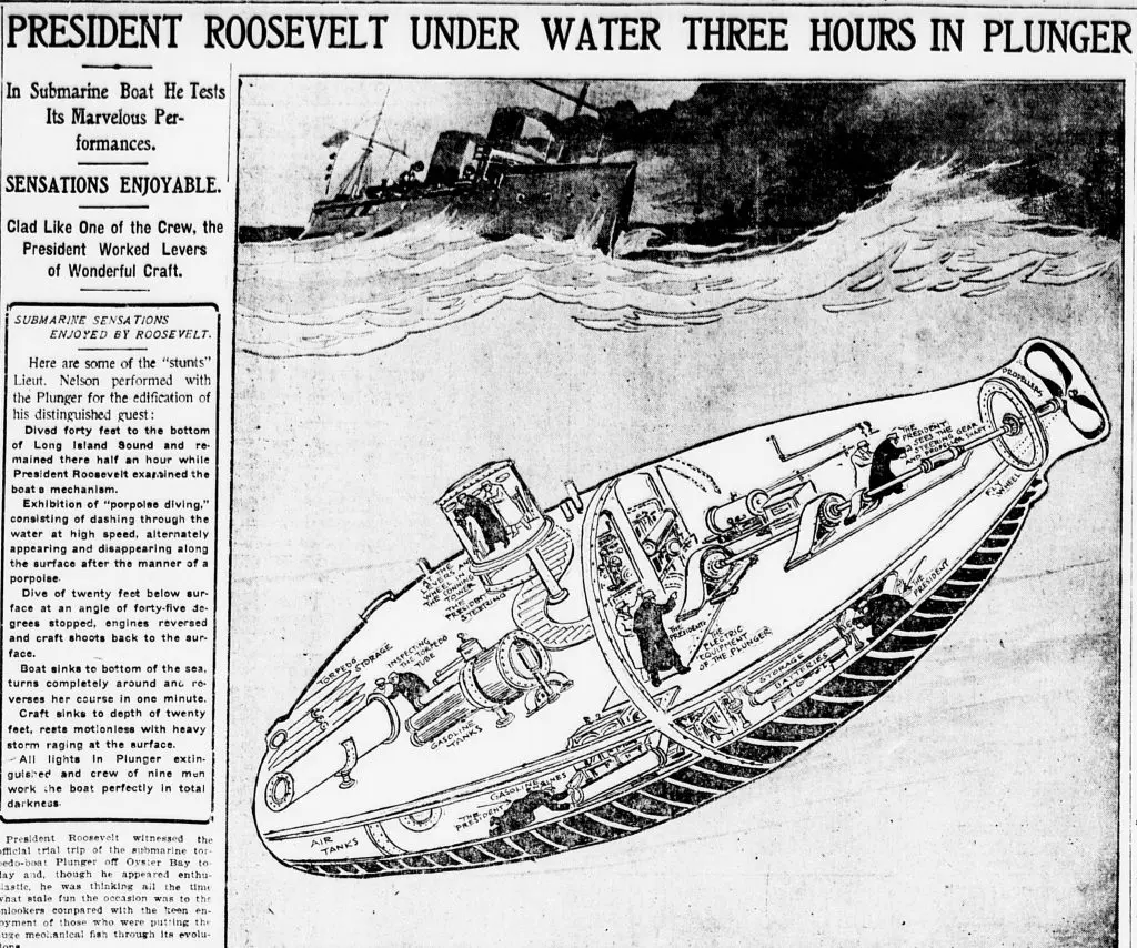 “President Roosevelt Under Water Three Hours in Plunger”