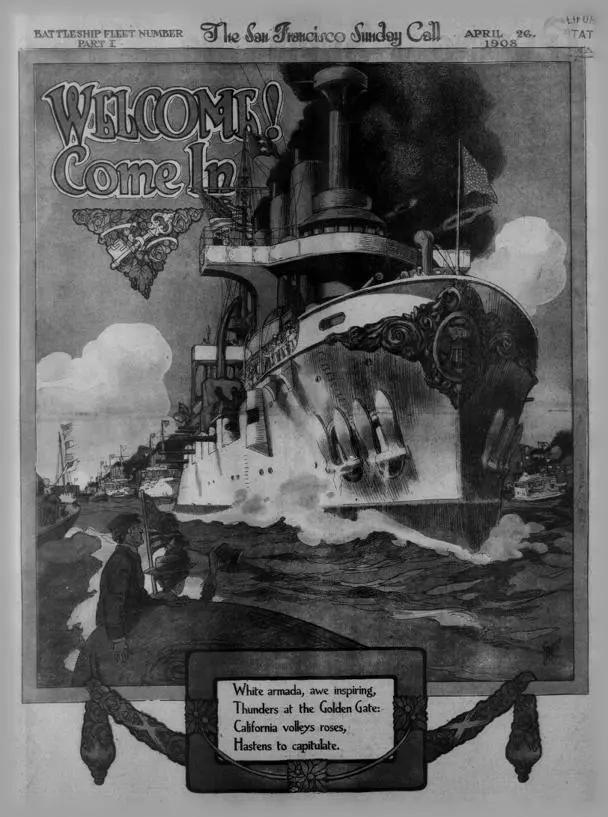 Illustration of the Great White Fleet