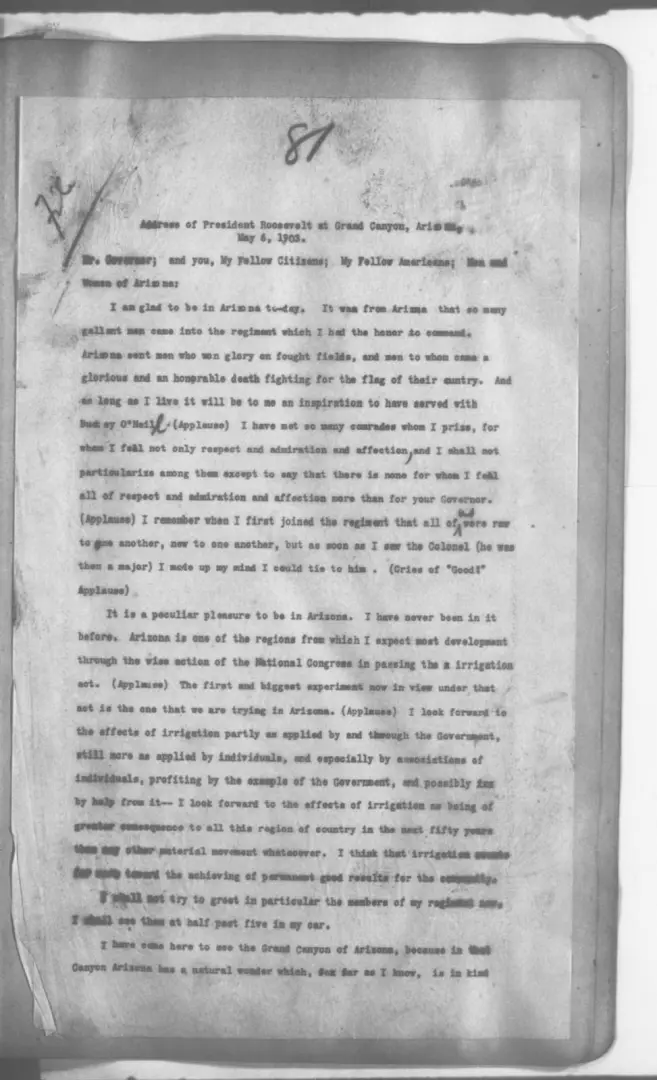 Address of President Roosevelt at Grand Canyon, Arizona, May 6, 1903