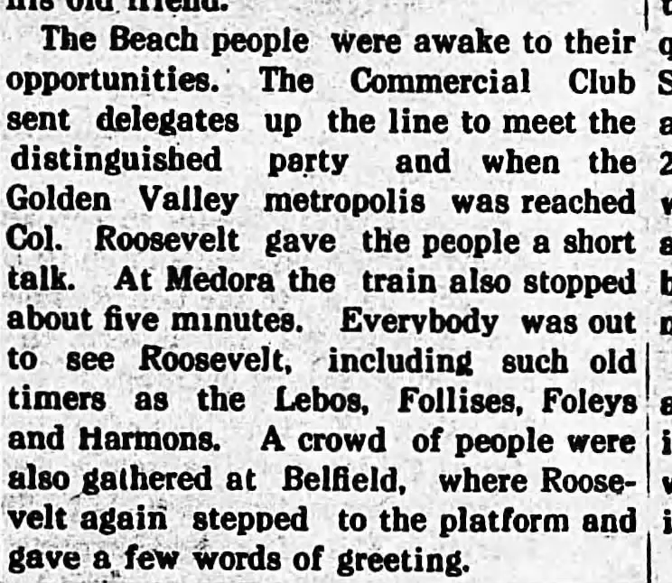 Newspaper article about Theodore Roosevelt's whistle stop tour in 1911
