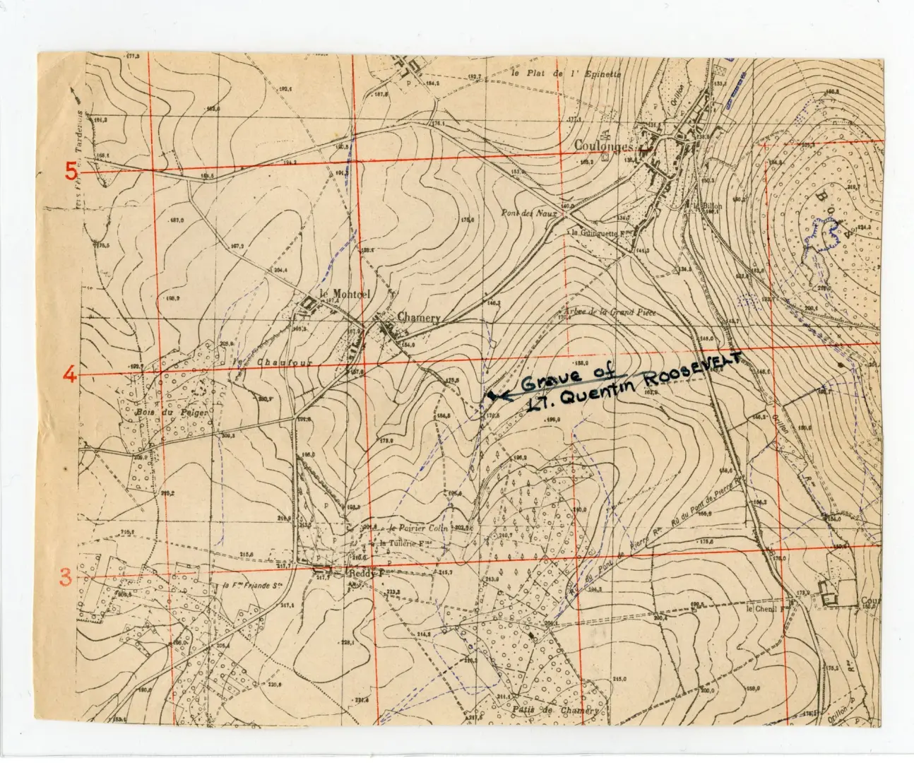Map of Quentin Roosevelt’s gravesite